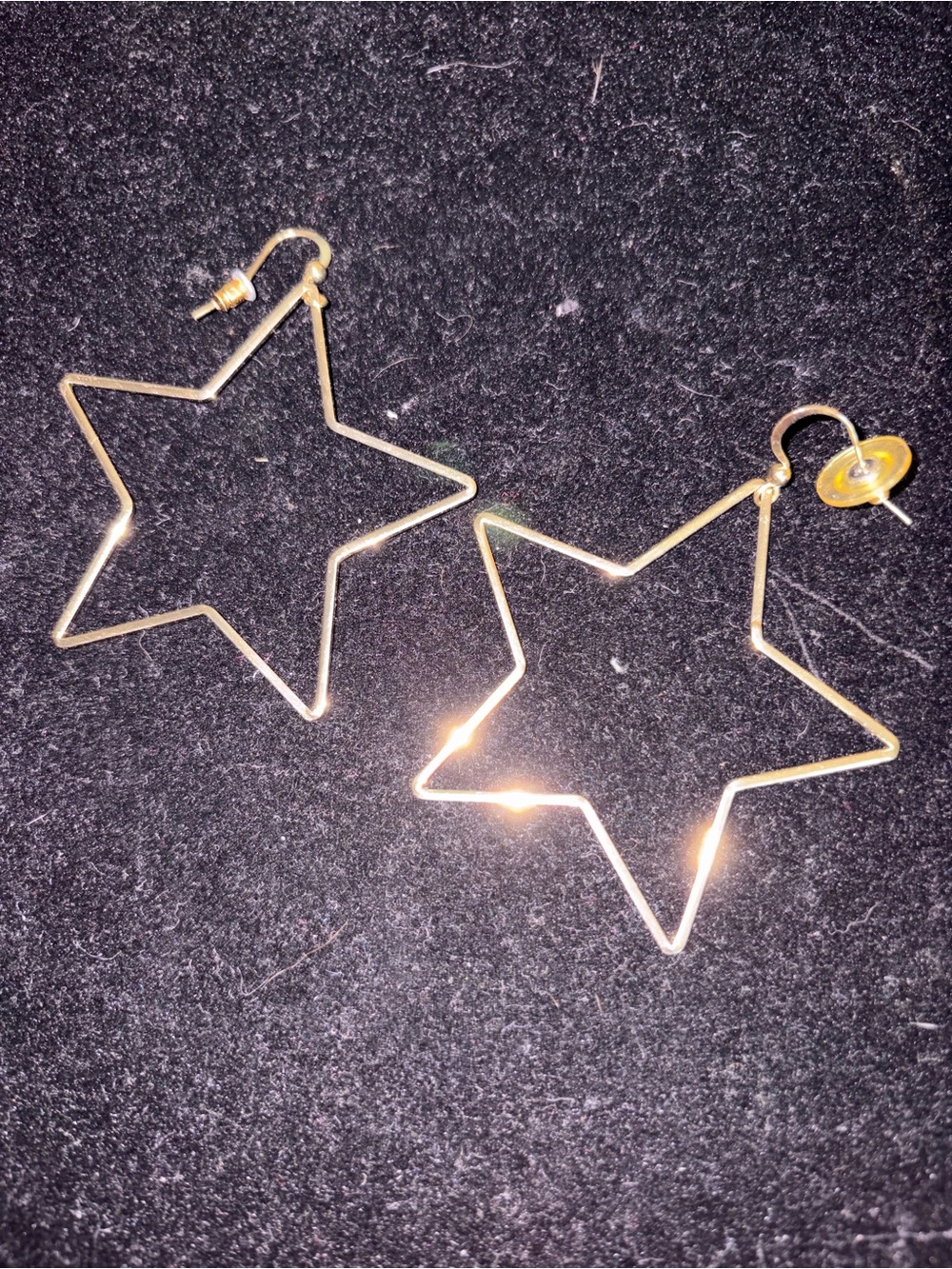 Gold Star Wire Hoop Earrings - Picture 2 of 5